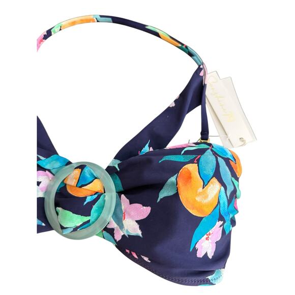 La Blanca Sunshine Navy Peach Halter Fruit Floral 2 Piece Bikini Swimsuit Set 8 - Picture 11 of 12